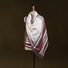 White - kutch bhujodi handwoven mirror work acrylic wool