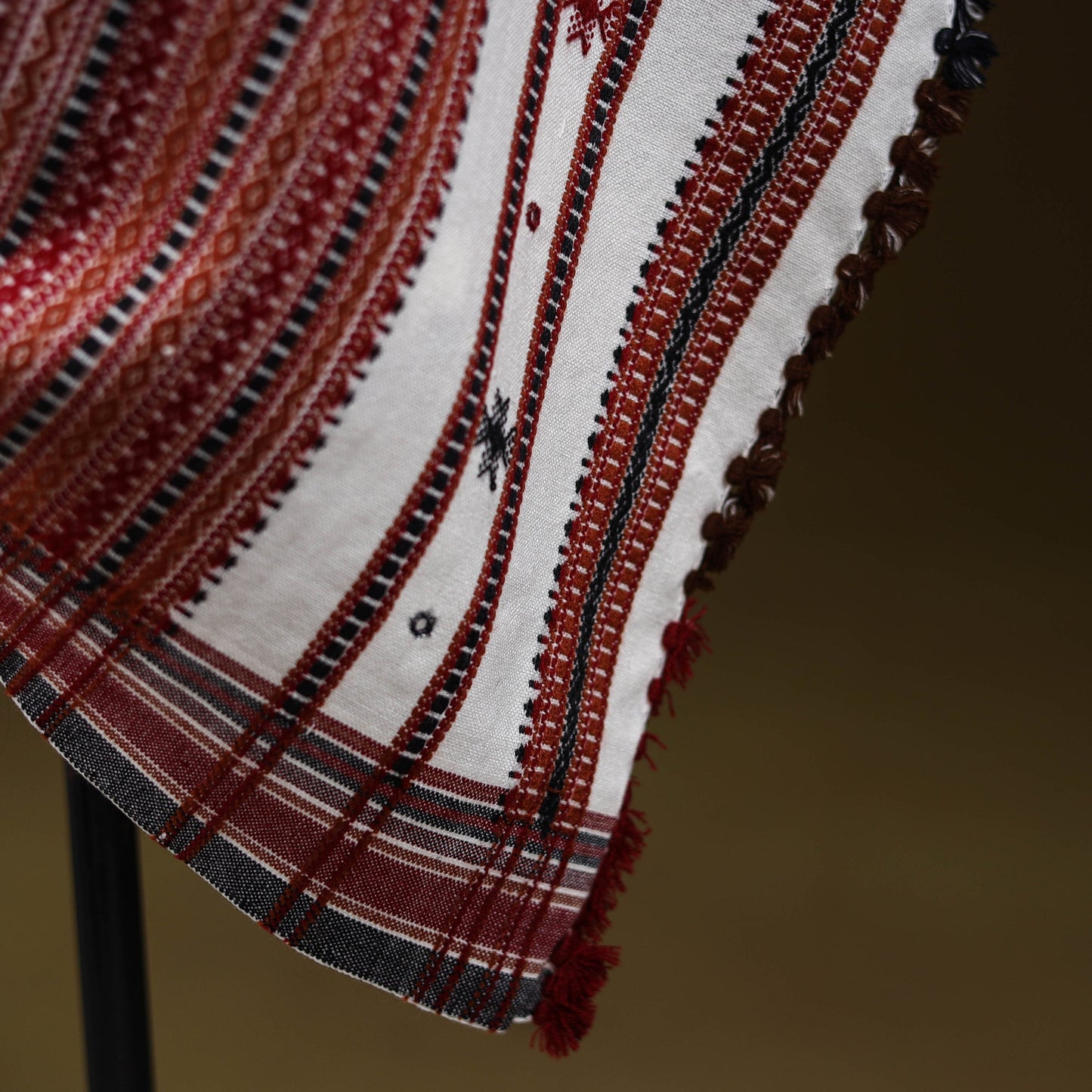 White - kutch bhujodi handwoven mirror work acrylic wool