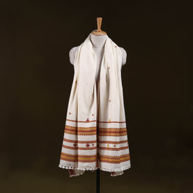 White - kutch bhujodi handwoven mirror work acrylic wool