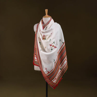 White - kutch bhujodi handwoven mirror work acrylic wool