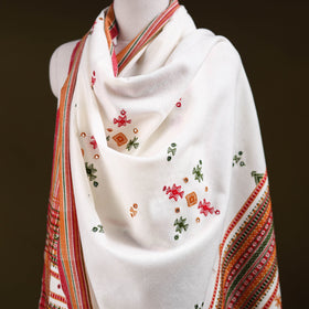White - kutch bhujodi handwoven mirror work acrylic wool