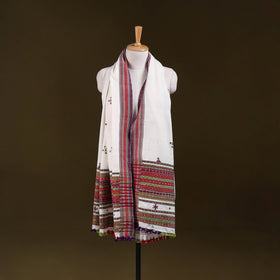 White - kutch bhujodi handwoven mirror work acrylic wool