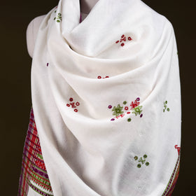 White - kutch bhujodi handwoven mirror work acrylic wool