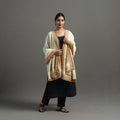  White Kutch Handwoven Mirror Work Woollen Shawl 