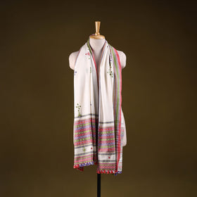 Kutch handwoven mirror work chomuk buta acrylic wool shawl