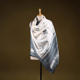 Kutch handwoven mirror work chomuk buta acrylic wool shawl