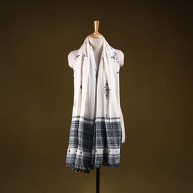 Kutch handwoven mirror work chomuk buta acrylic wool shawl