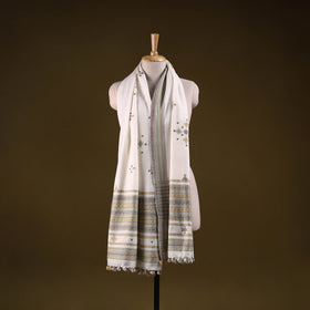 Kutch handwoven mirror work chomuk buta acrylic wool shawl