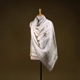 Kutch handwoven mirror work chomuk buta acrylic wool shawl