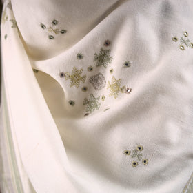 Kutch handwoven mirror work chomuk buta acrylic wool shawl
