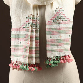 Kutch handwoven mirror work merino wool embroidered stole