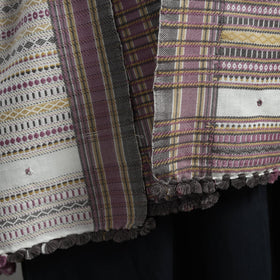  White Kutch Handwoven Mirror Work Woollen Shawl 