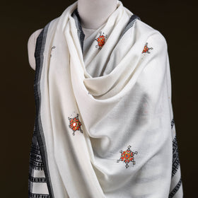 White - kutch mirror work handwoven neran hand embroidery