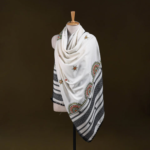 White - kutch mirror work handwoven neran hand embroidery