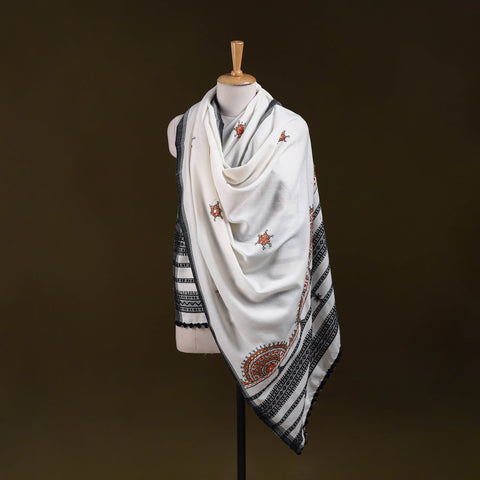 White - kutch mirror work handwoven neran hand embroidery