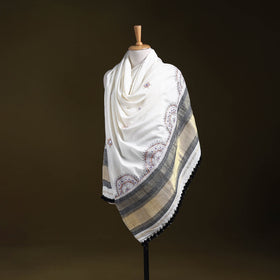 White - kutch neran hand embroidery mirror work woollen