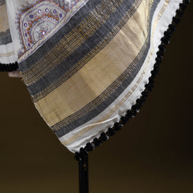 White - kutch neran hand embroidery mirror work woollen