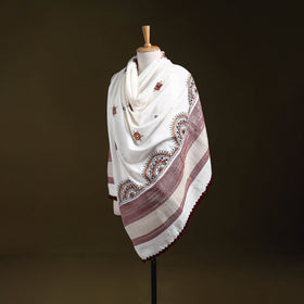 White - kutch neran hand embroidery mirror work woollen