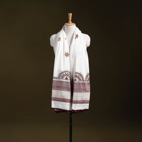 White - kutch neran hand embroidery mirror work woollen