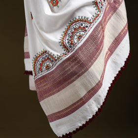 White - kutch neran hand embroidery mirror work woollen