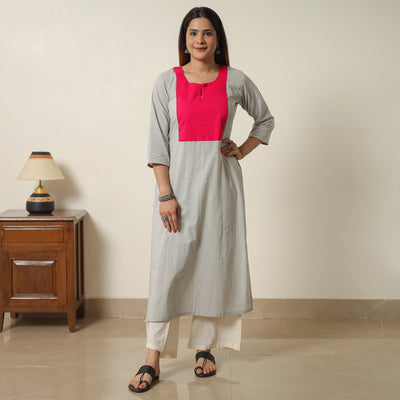Buy Plain Cotton Long Straight Kurta 07 Online at iTokri.com