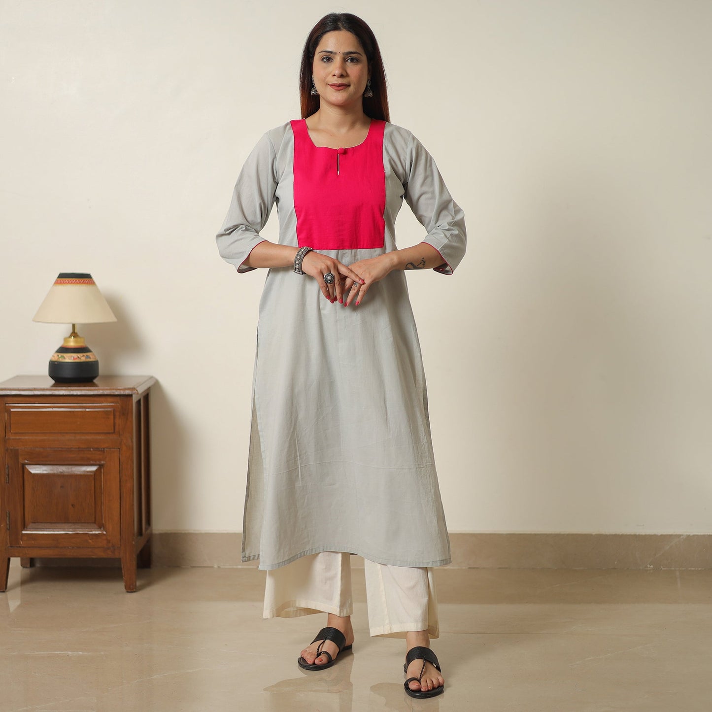 Buy Plain Cotton Long Straight Kurta 07 Online at iTokri.com