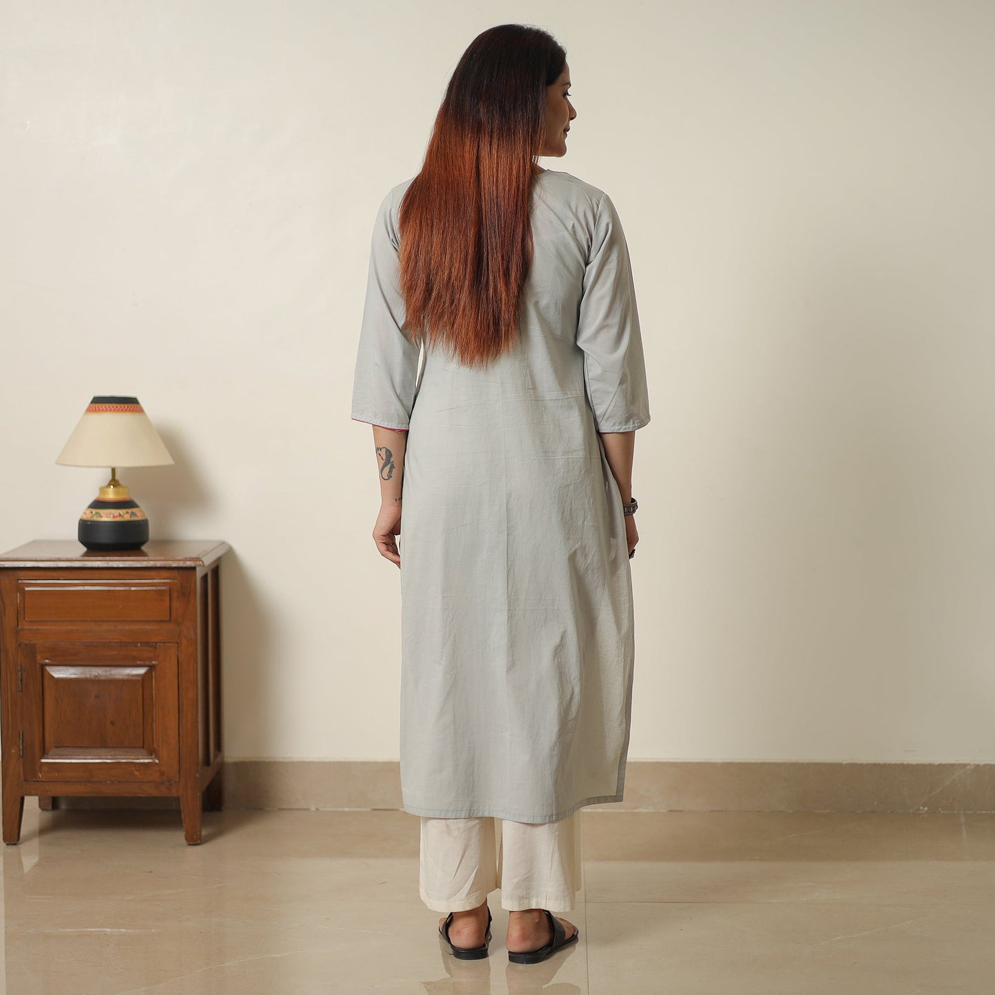 Buy Plain Cotton Long Straight Kurta 07 Online at iTokri.com