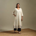 A-line cotton hand embroidered jamdani border thread buti