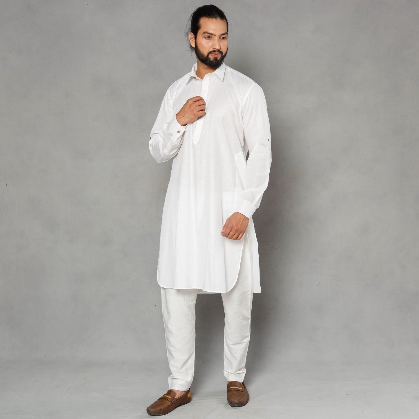 Buy Linen Viscose Plain Men Long Pathani Kurta Online at iTokri.com