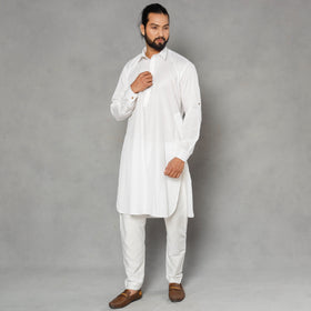 Buy Linen Viscose Plain Men Long Pathani Kurta Online at iTokri.com