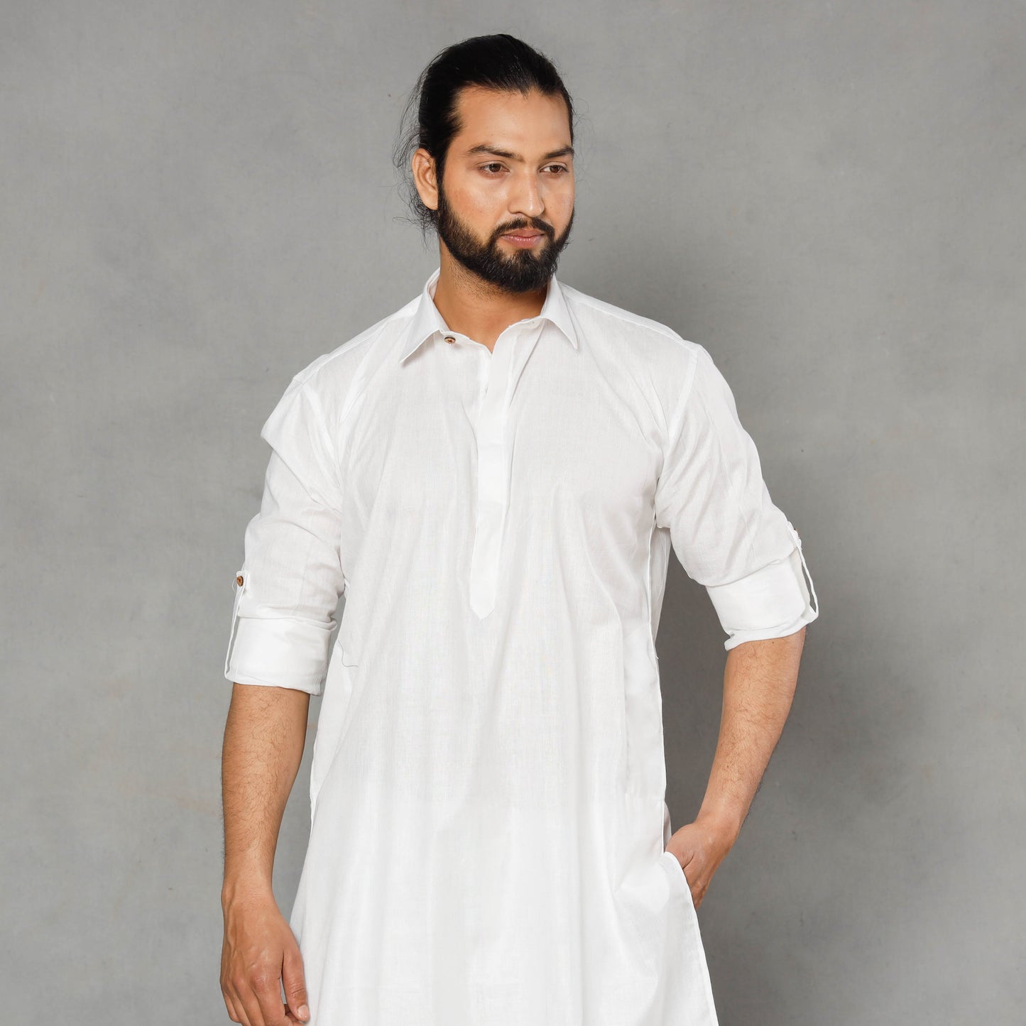 Buy Linen Viscose Plain Men Long Pathani Kurta Online at iTokri.com