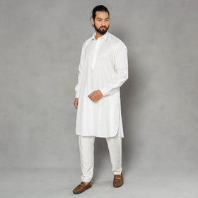 Buy Linen Viscose Plain Men Long Pathani Kurta Online at iTokri.com