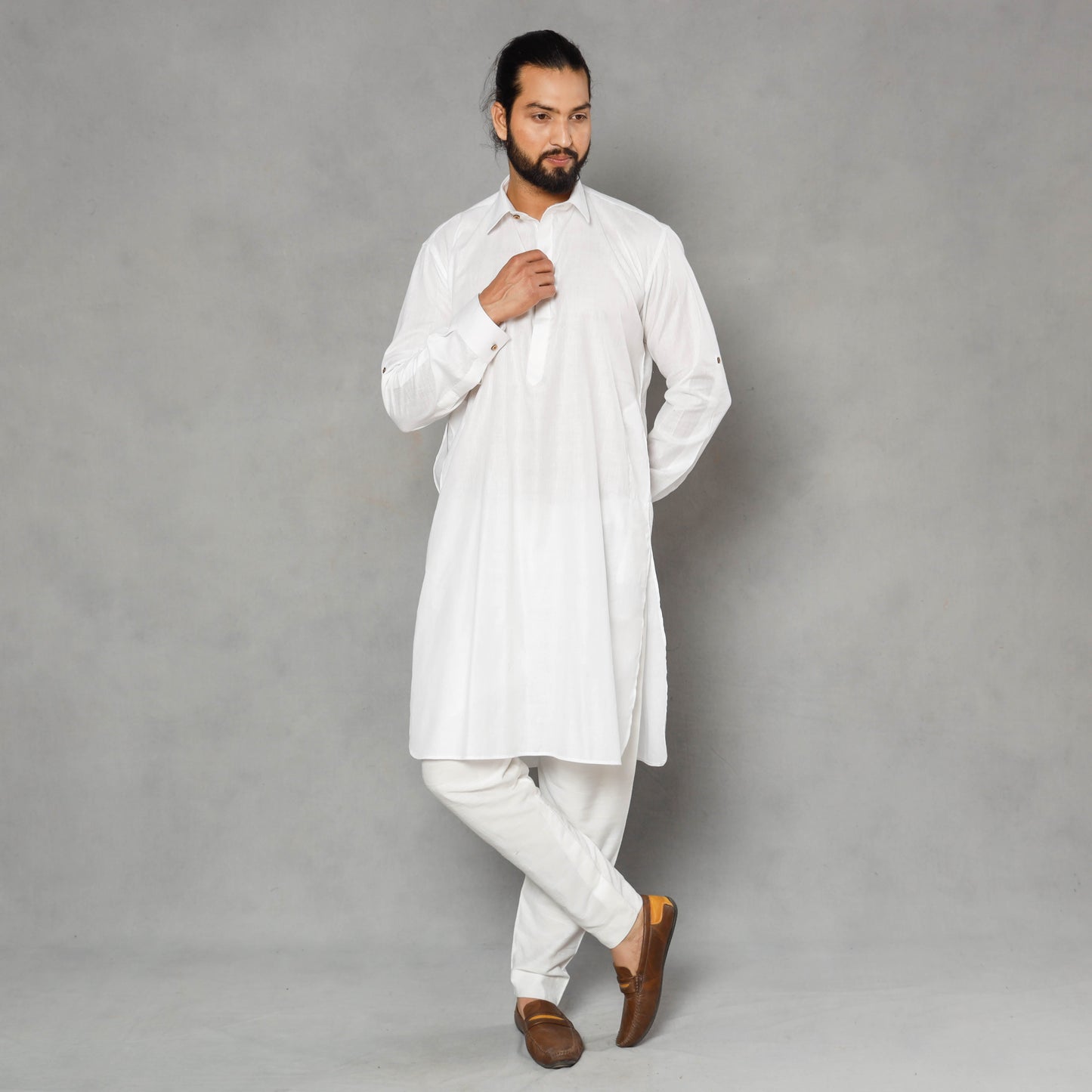 Buy Linen Viscose Plain Men Long Pathani Kurta Online at iTokri.com