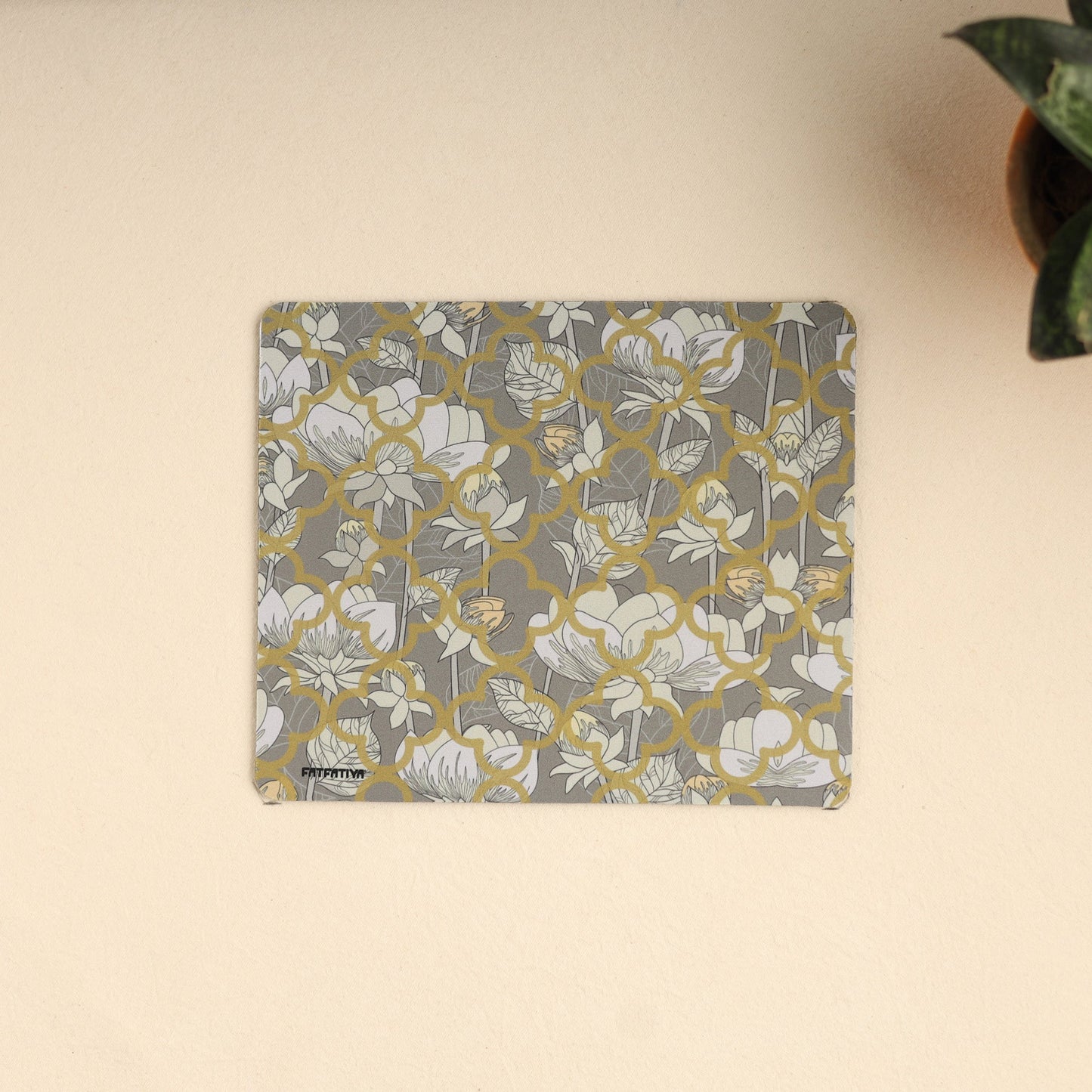 White Lotus Flower Desk Mouse Pad