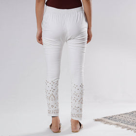  Lucknow Chikankari Hand Embroidery Gota Patti Work Cotton Pant 