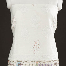 Buy Lucknow Chikankari with Parsi Style Embroidery Chanderi Silk Kurta Material Online at iTokri.com
