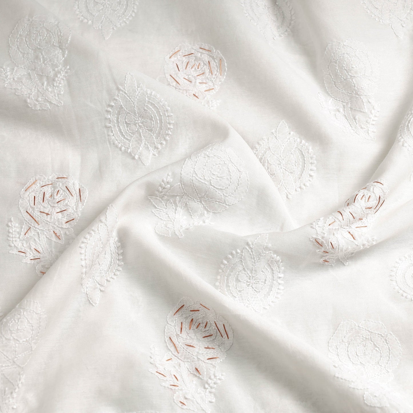 Buy Lucknow Chikankari with Parsi Style Embroidery Chanderi Silk Kurta Material Online at iTokri.com