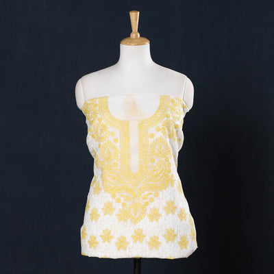 Buy Lucknow Chikankari Tepchi Hand Embroidery Kota Doria Cotton Kurta Material Online at iTokri.com