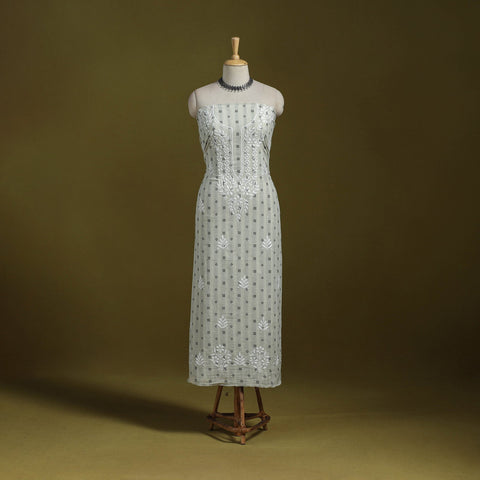 Lucknowi chikankari work jacquard unstitched kurta material