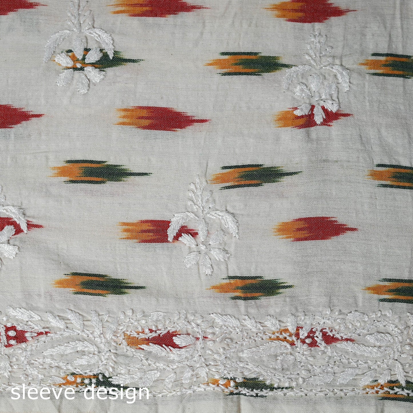 Lucknowi chikankari work pochampally ikat unstitched kurta