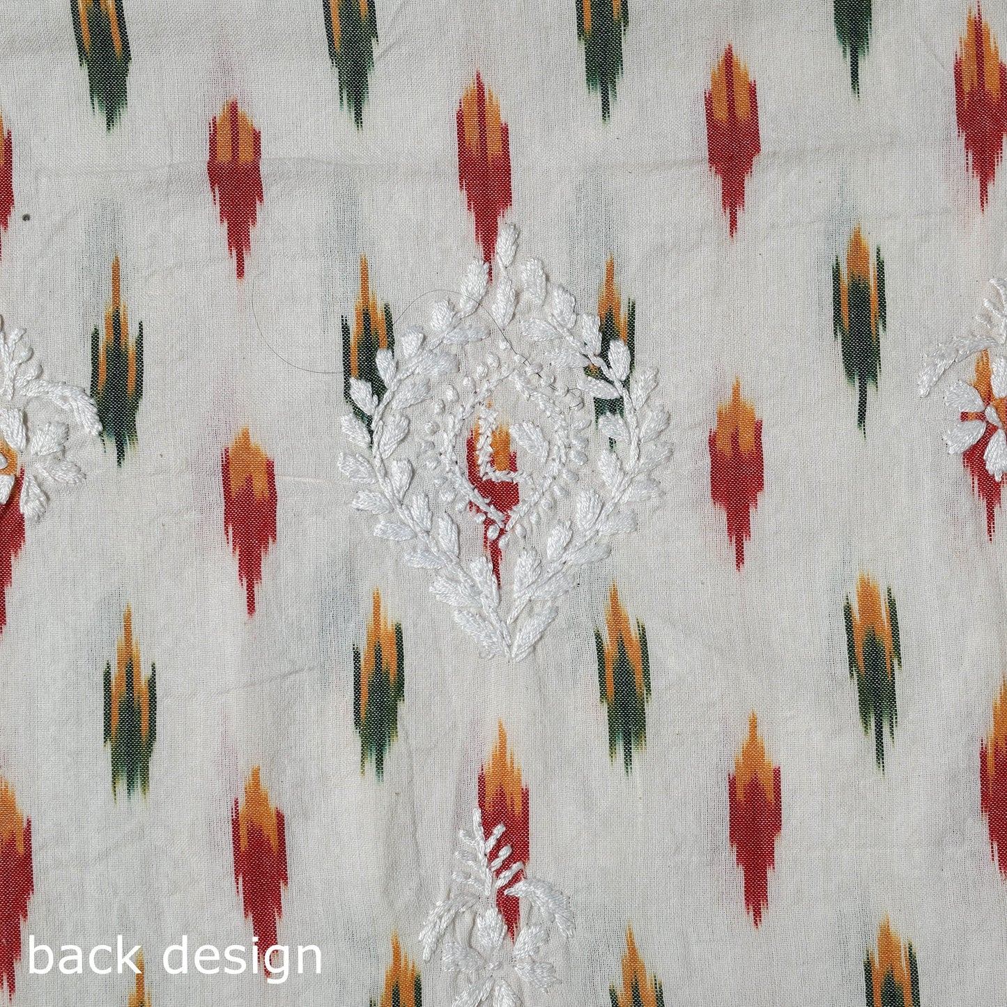 Lucknowi chikankari work pochampally ikat unstitched kurta