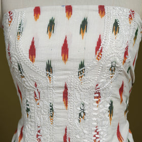 Lucknowi chikankari work pochampally ikat unstitched kurta