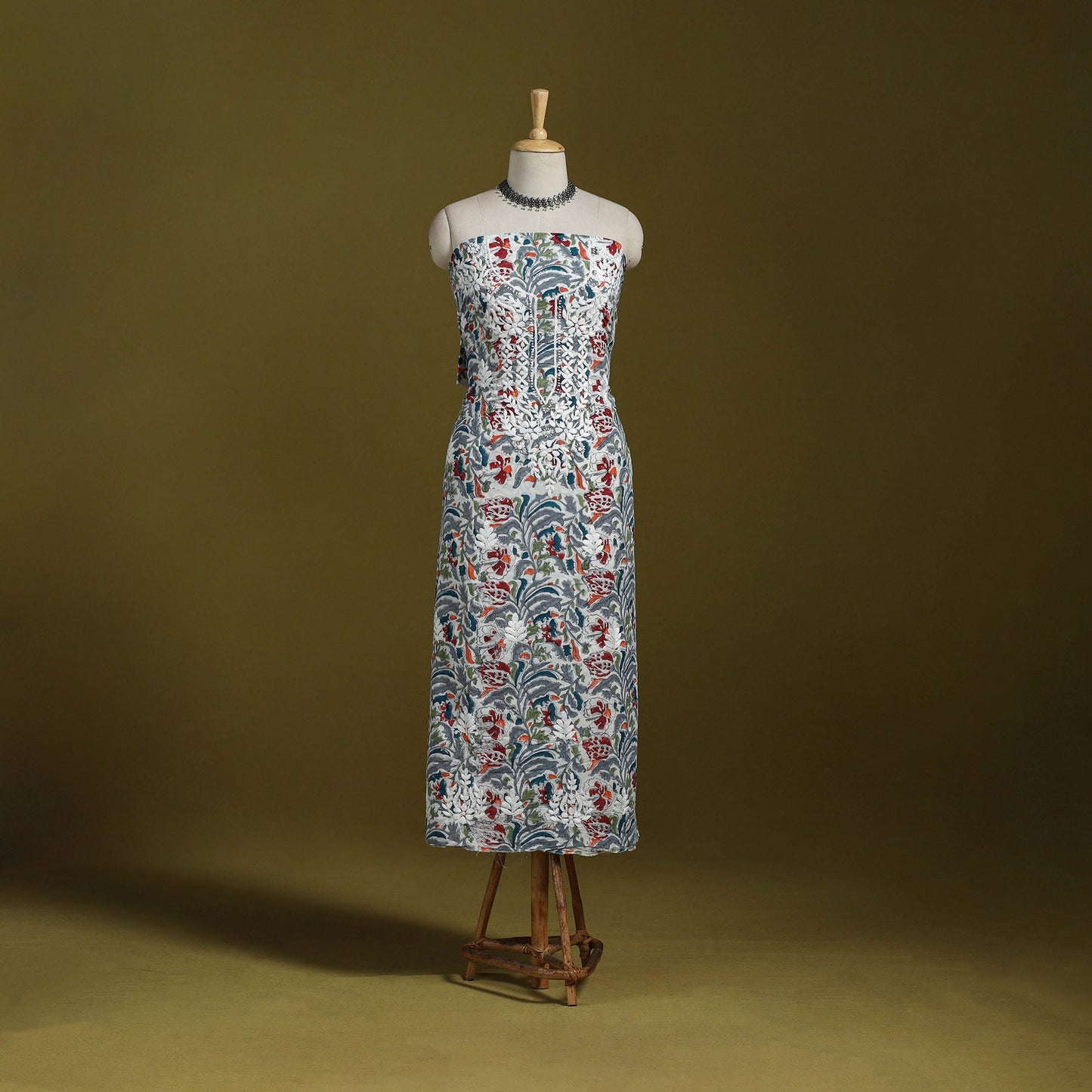 Lucknowi chikankari work sanganeri unstitched kurta