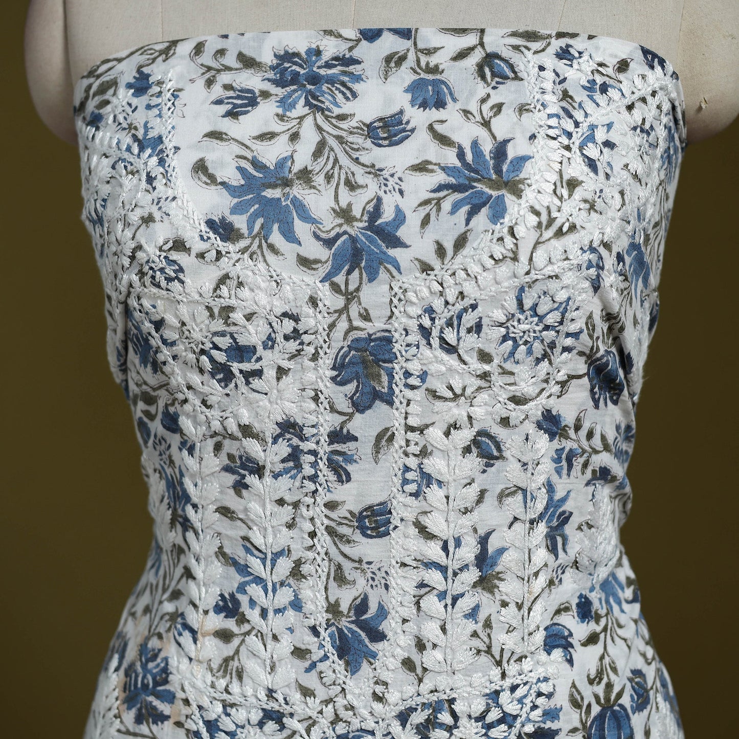 Lucknowi chikankari work sanganeri unstitched kurta