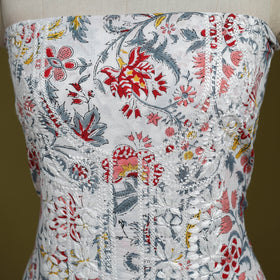 Lucknowi chikankari work sanganeri unstitched kurta