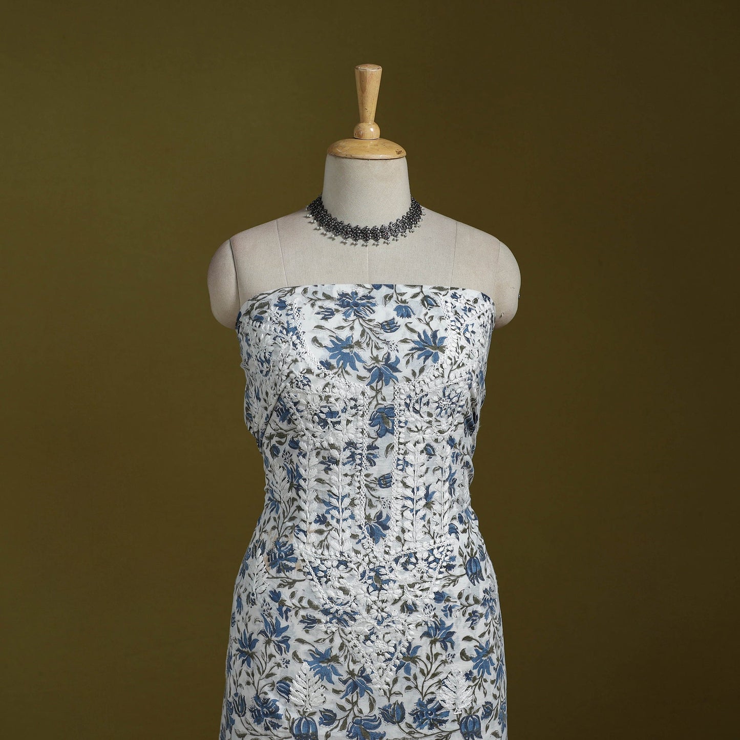 Lucknowi chikankari work sanganeri unstitched kurta