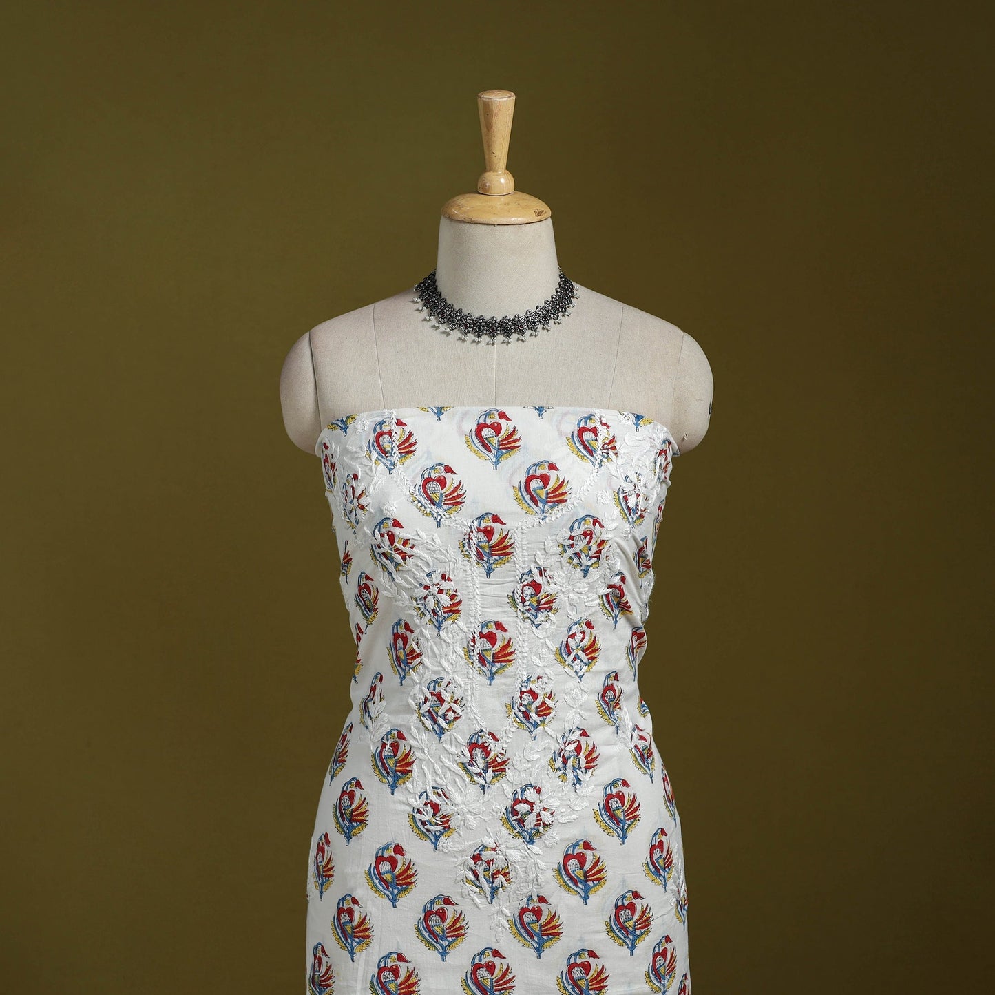 Lucknowi chikankari work sanganeri unstitched kurta