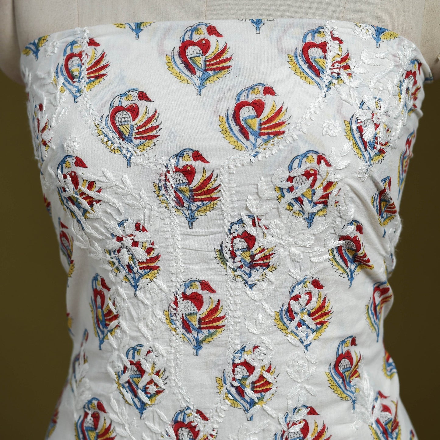 Lucknowi chikankari work sanganeri unstitched kurta