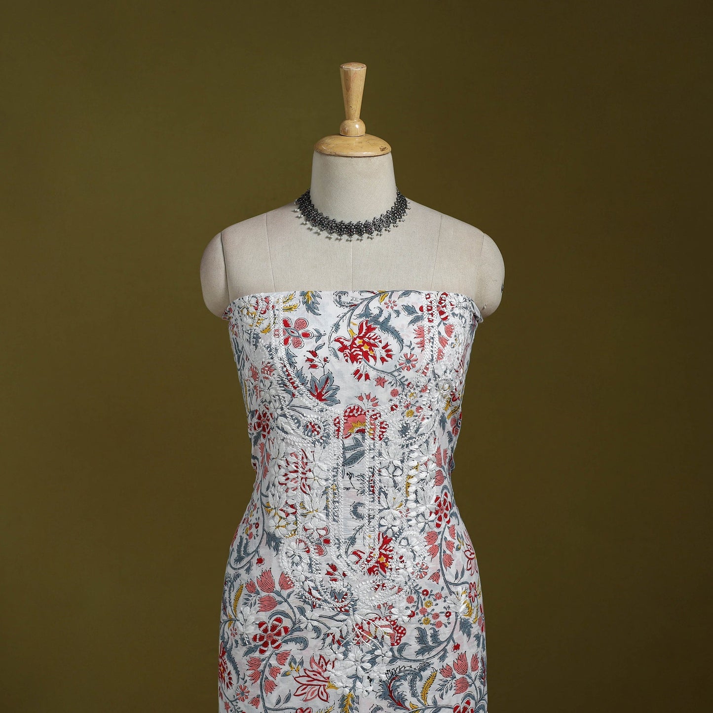 Lucknowi chikankari work sanganeri unstitched kurta