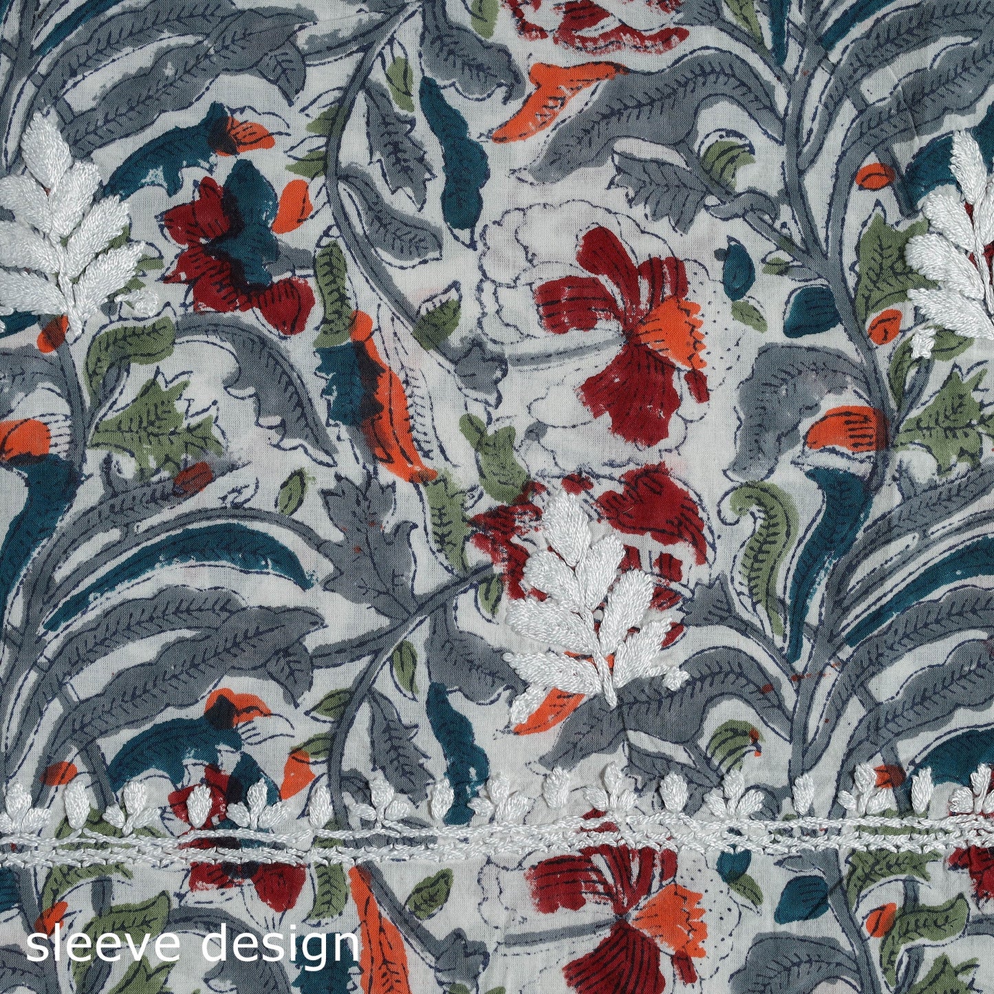 Lucknowi chikankari work sanganeri unstitched kurta